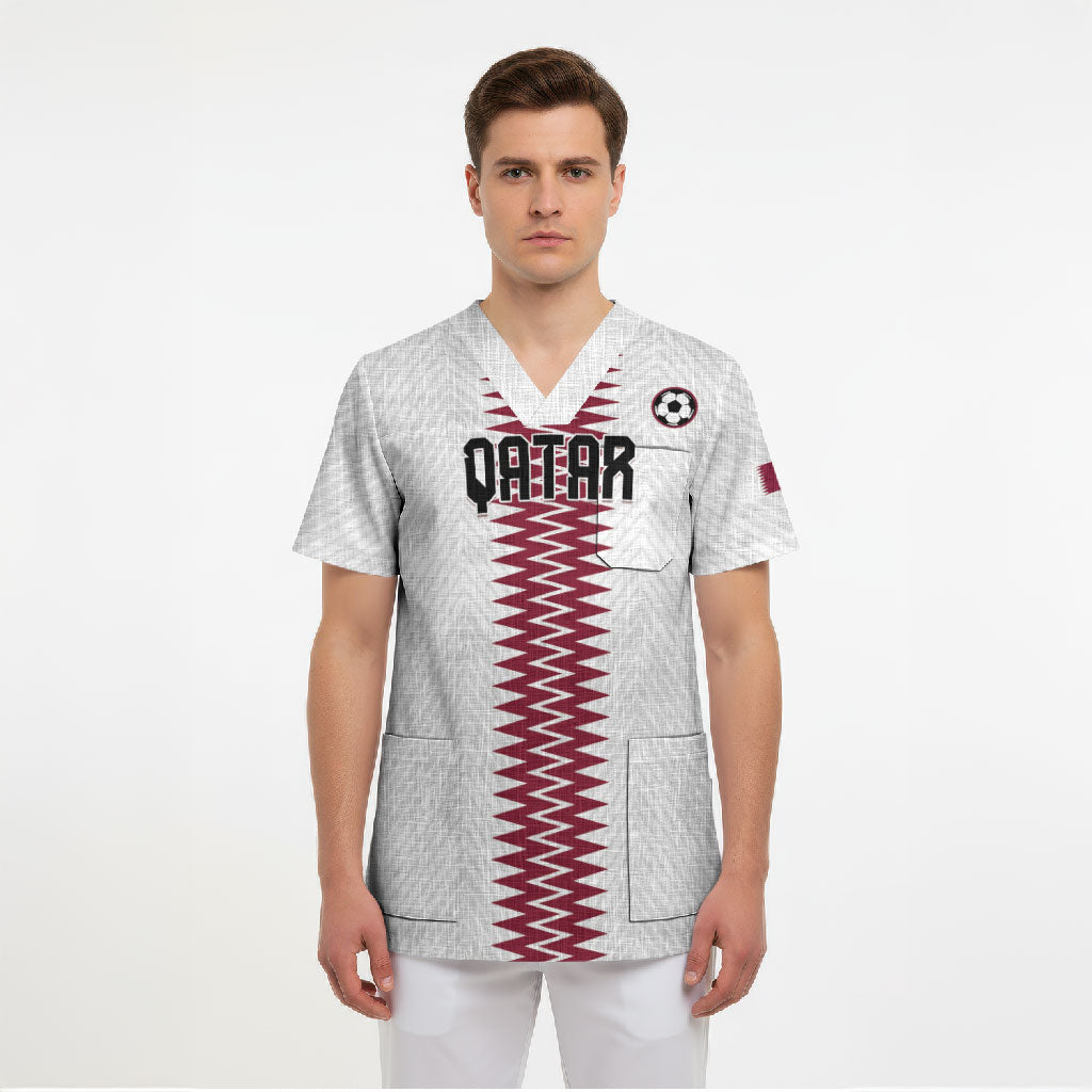 Custom Qatar 2026 World Football Scrub Top White Version