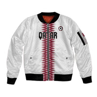 Custom Qatar 2026 World Football Sleeve Zip Bomber Jacket White Version