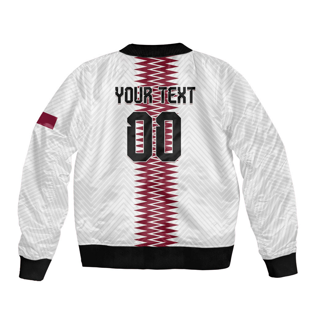 Custom Qatar 2026 World Football Sleeve Zip Bomber Jacket White Version