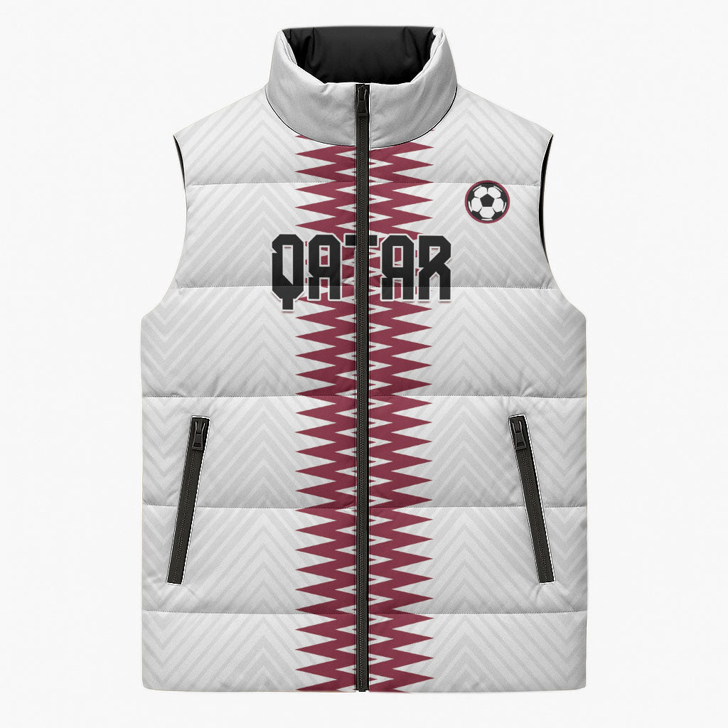 Custom Qatar 2026 World Football Sleeveless Puffer Jacket White Version