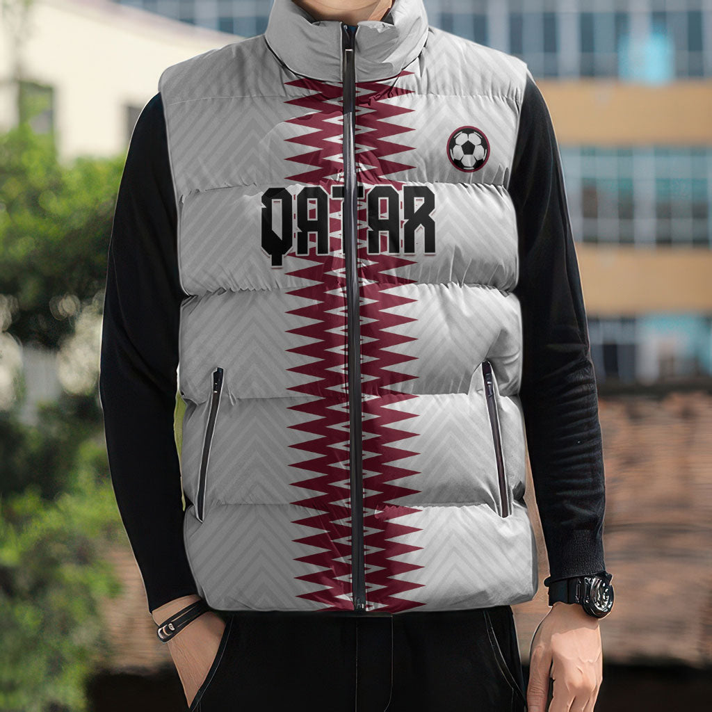 Custom Qatar 2026 World Football Sleeveless Puffer Jacket White Version