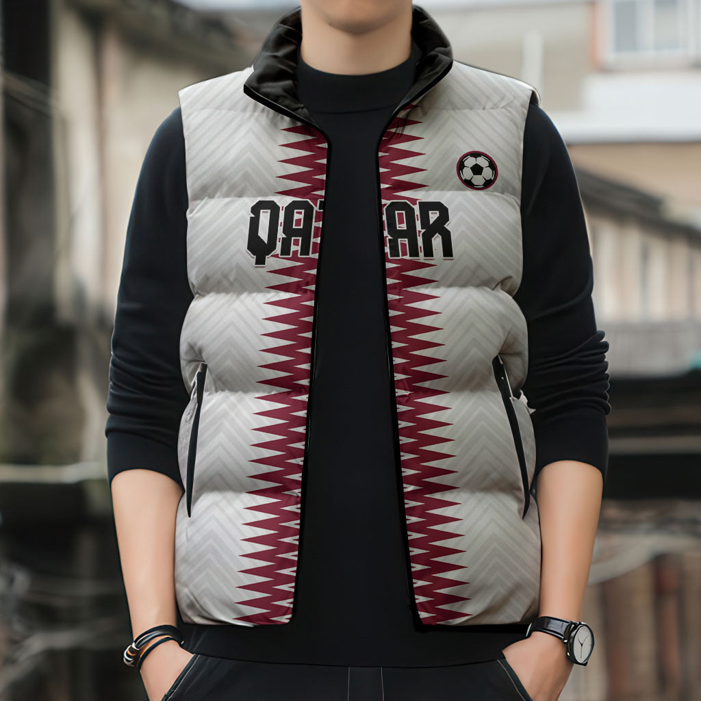 Custom Qatar 2026 World Football Sleeveless Puffer Jacket White Version