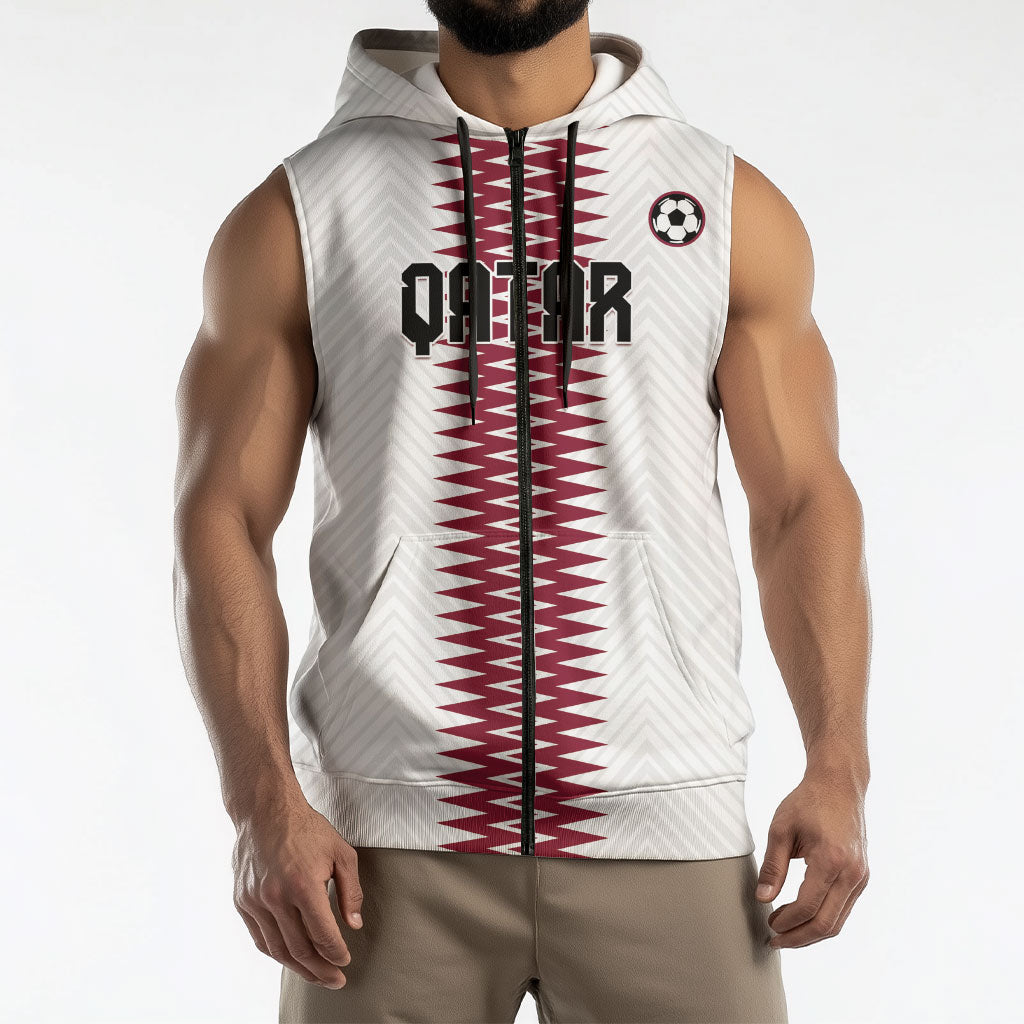 Custom Qatar 2026 World Football Sleeveless Zip Hoodie White Version