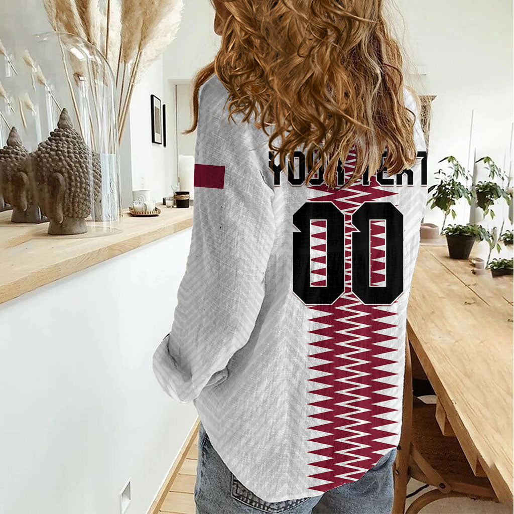 Custom Qatar 2026 World Football Women Casual Shirt White Version