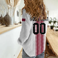 Custom Qatar 2026 World Football Women Casual Shirt White Version