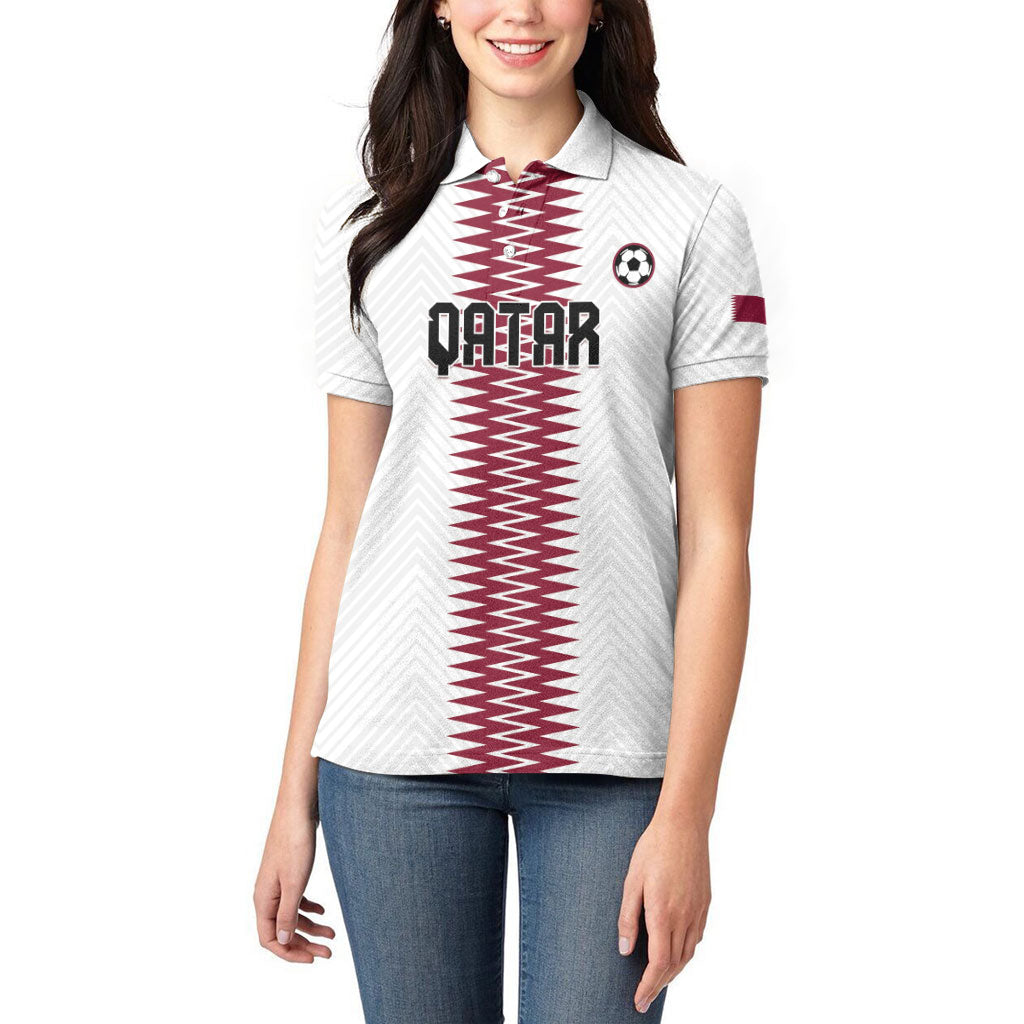 Custom Qatar 2026 World Football Women Polo Shirt White Version