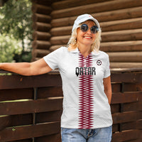 Custom Qatar 2026 World Football Women Polo Shirt White Version
