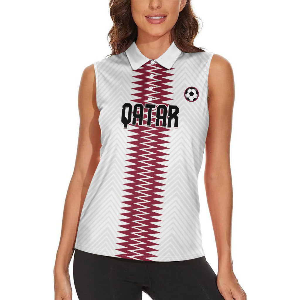 Custom Qatar 2026 World Football Women Sleeveless Polo Shirt White Version
