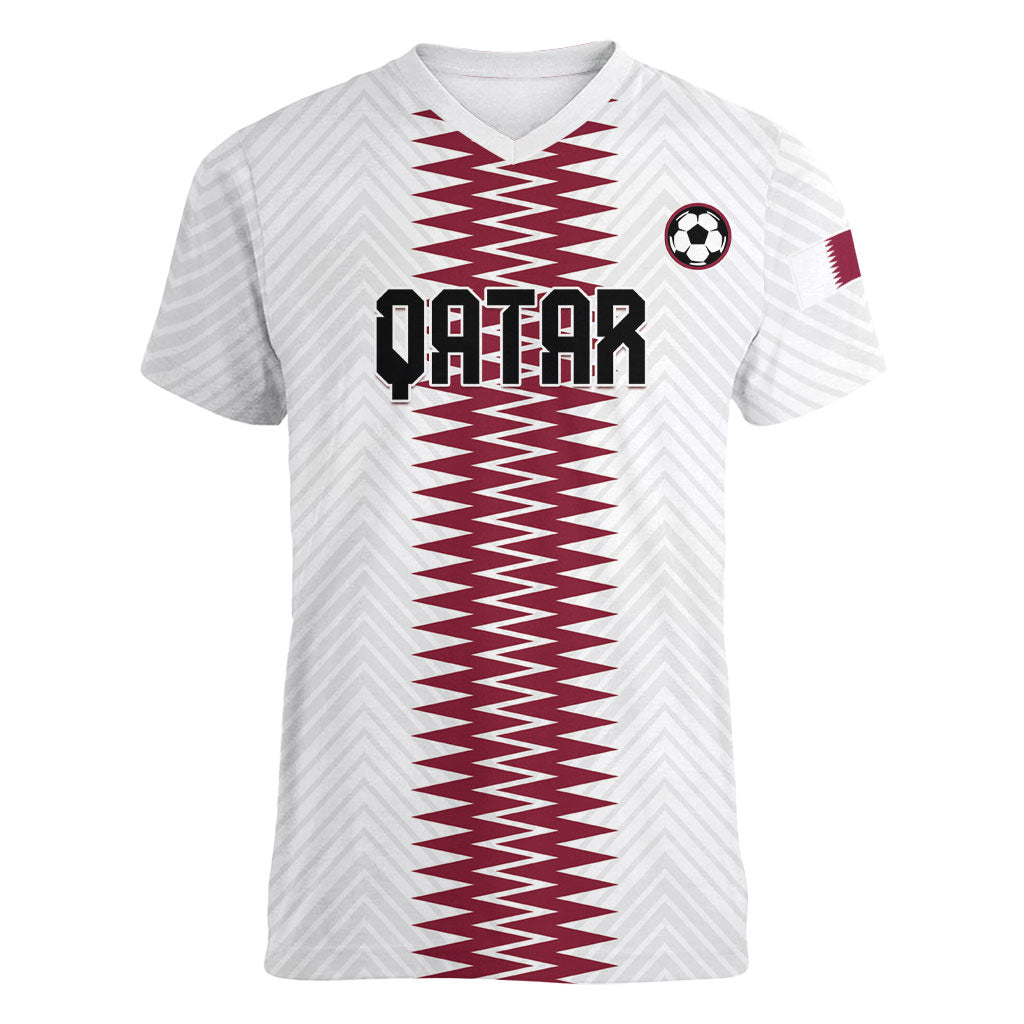 Custom Qatar 2026 World Football Women V-Neck T-Shirt White Version