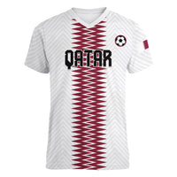 Custom Qatar 2026 World Football Women V-Neck T-Shirt White Version