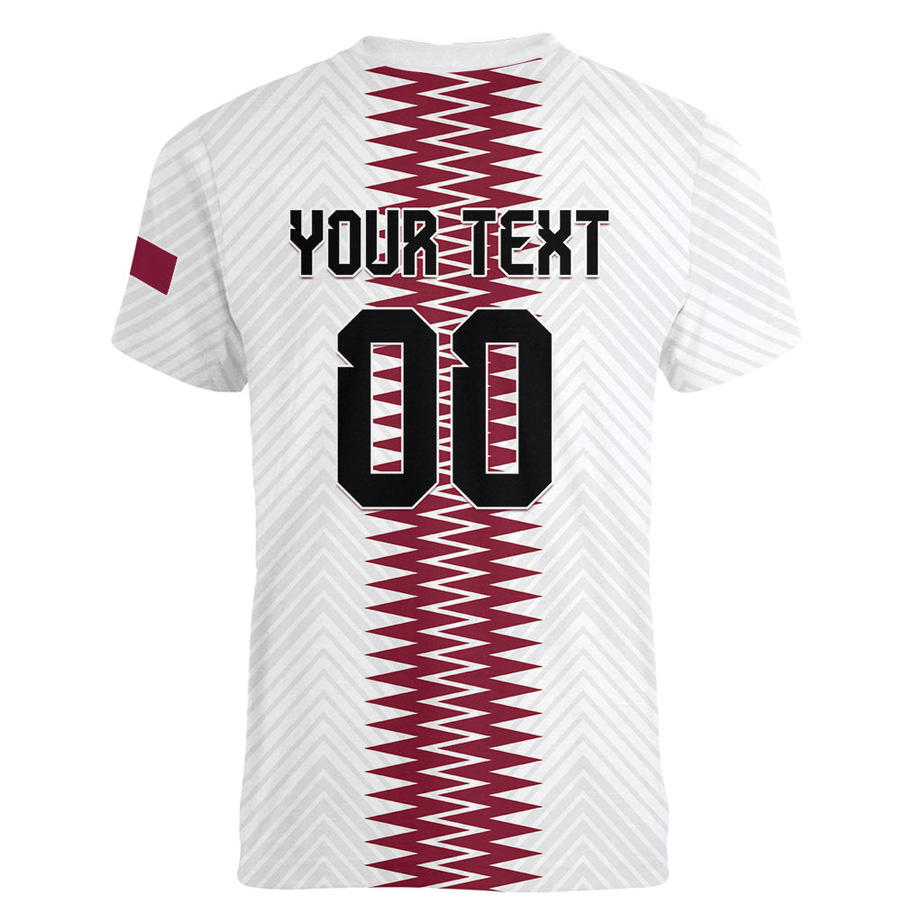 Custom Qatar 2026 World Football Women V-Neck T-Shirt White Version