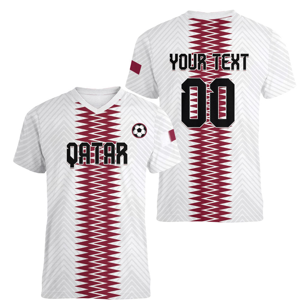 Custom Qatar 2026 World Football Women V-Neck T-Shirt White Version