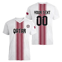 Custom Qatar 2026 World Football Women V-Neck T-Shirt White Version