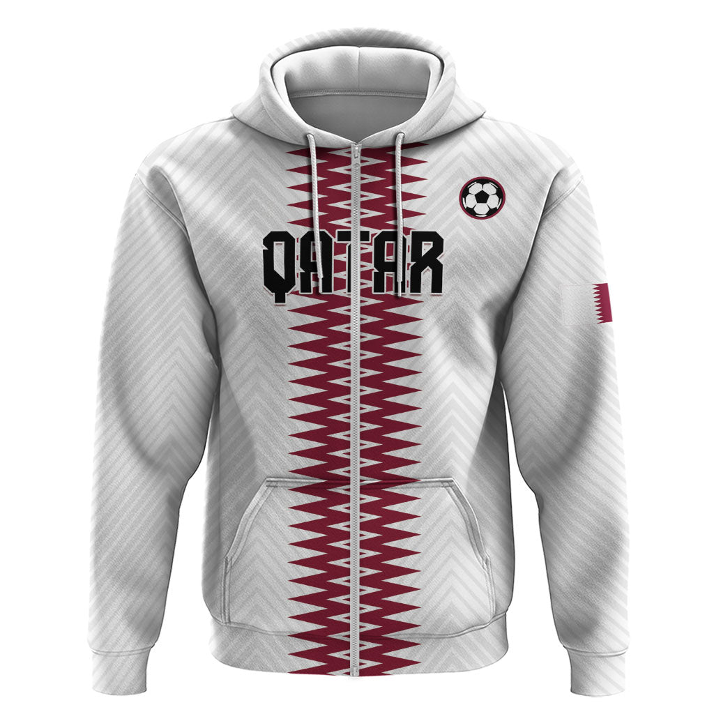Custom Qatar 2026 World Football Zip Hoodie White Version
