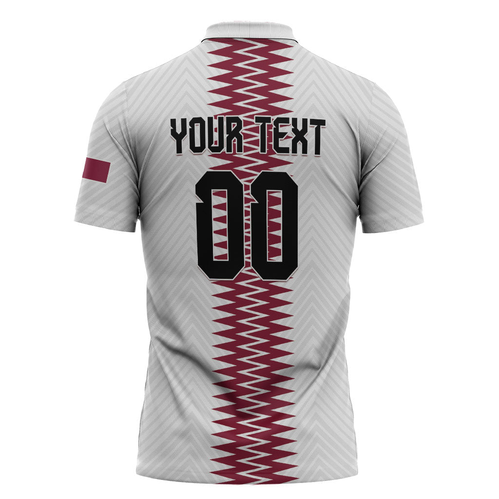 Custom Qatar 2026 World Football Zipper Polo Shirt White Version
