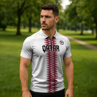 Custom Qatar 2026 World Football Zipper Polo Shirt White Version