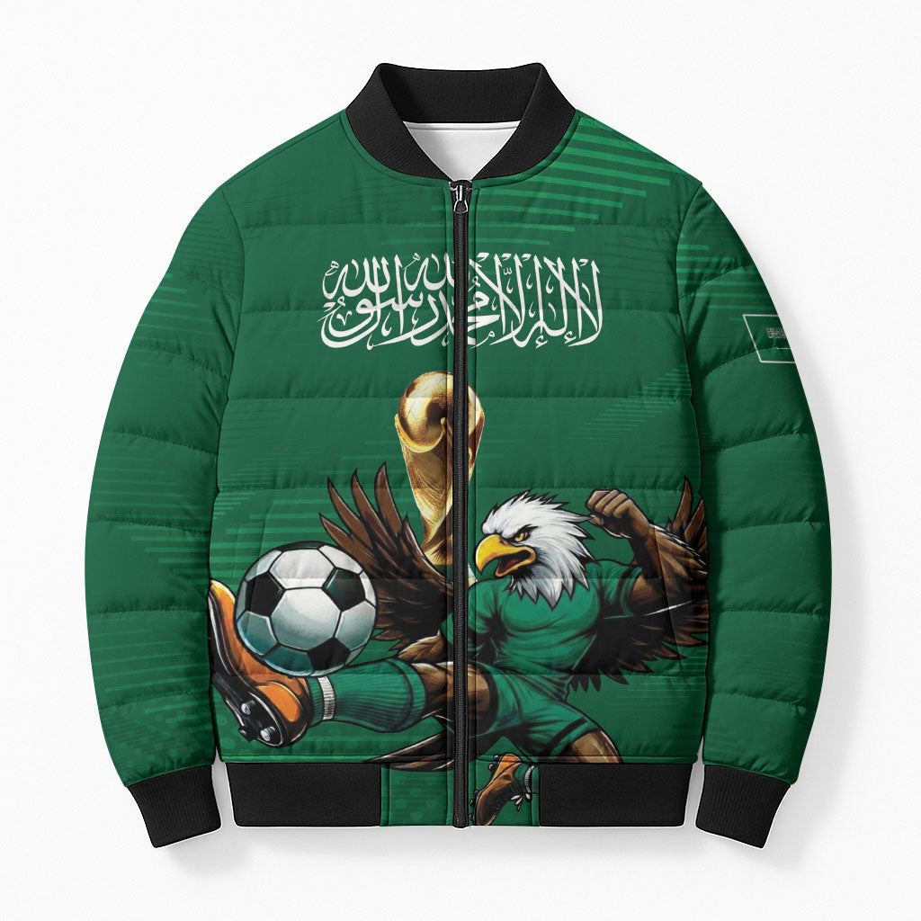 Custom Saudi Arabia 2026 World Football Bomber Puffer Jacket Arabian Green Falcons