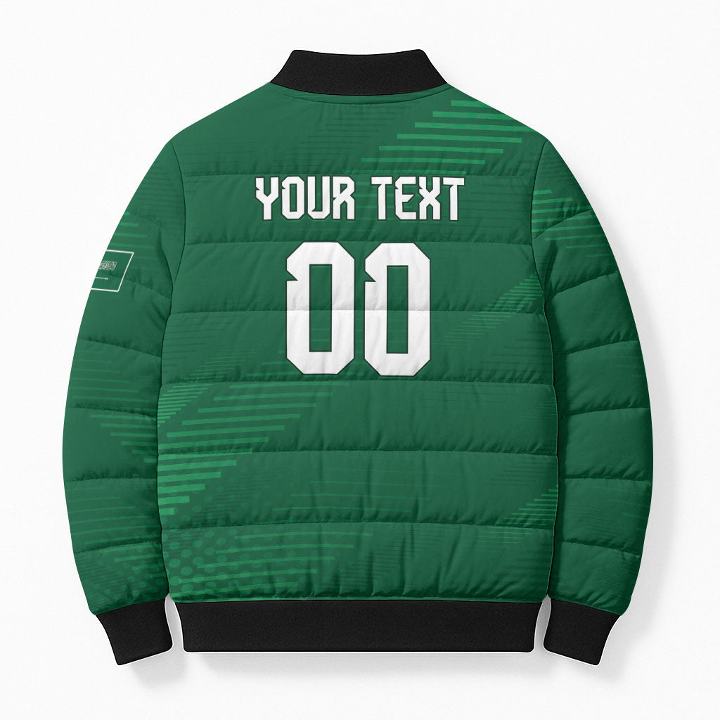 Custom Saudi Arabia 2026 World Football Bomber Puffer Jacket Arabian Green Falcons