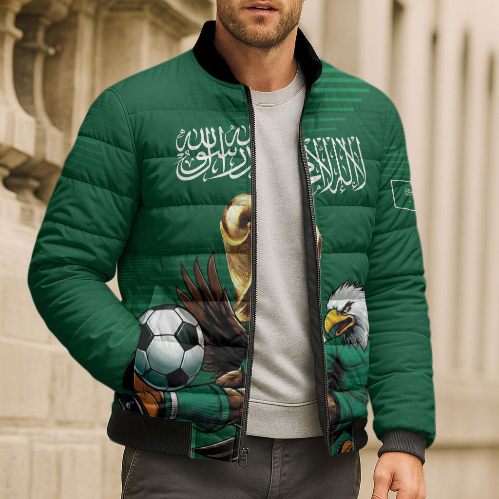 Custom Saudi Arabia 2026 World Football Bomber Puffer Jacket Arabian Green Falcons