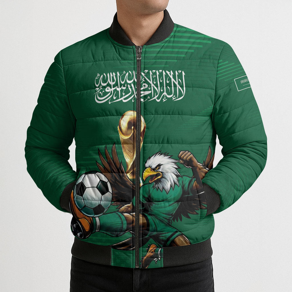 Custom Saudi Arabia 2026 World Football Bomber Puffer Jacket Arabian Green Falcons