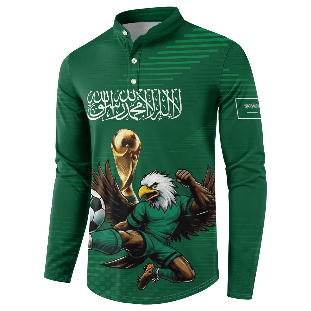 Custom Saudi Arabia 2026 World Football Button Sweatshirt Arabian Green Falcons