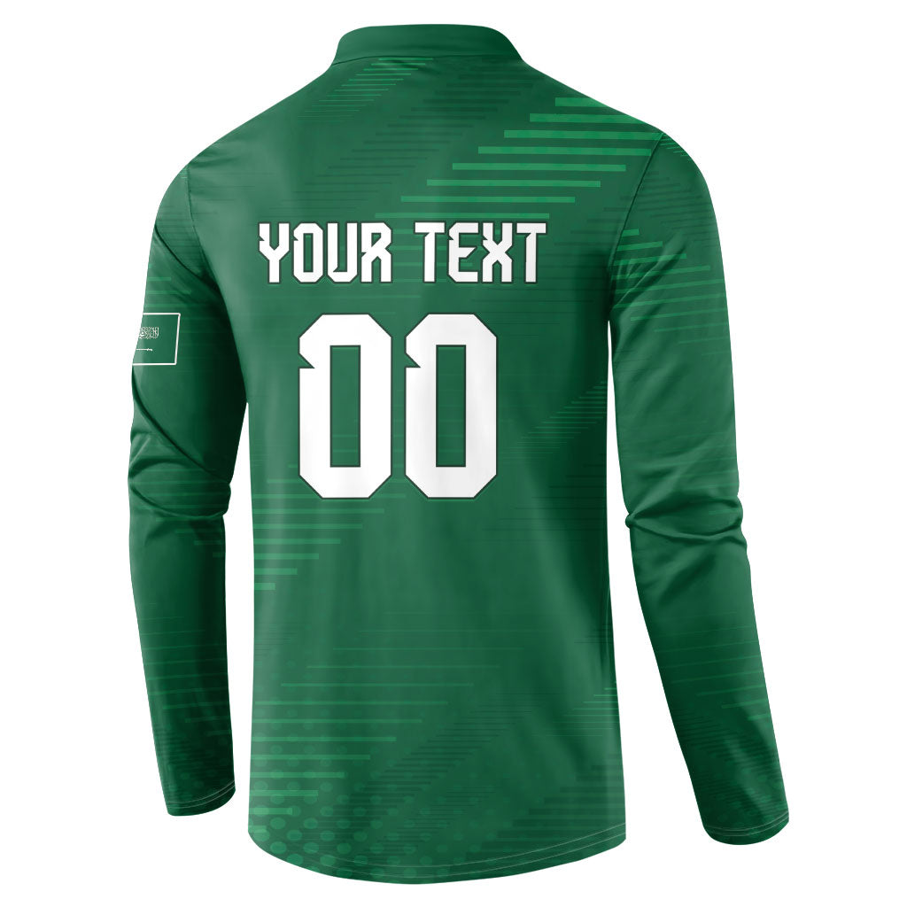 Custom Saudi Arabia 2026 World Football Button Sweatshirt Arabian Green Falcons