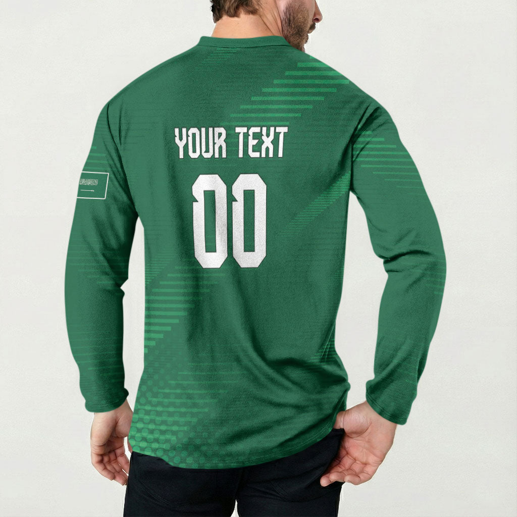 Custom Saudi Arabia 2026 World Football Button Sweatshirt Arabian Green Falcons