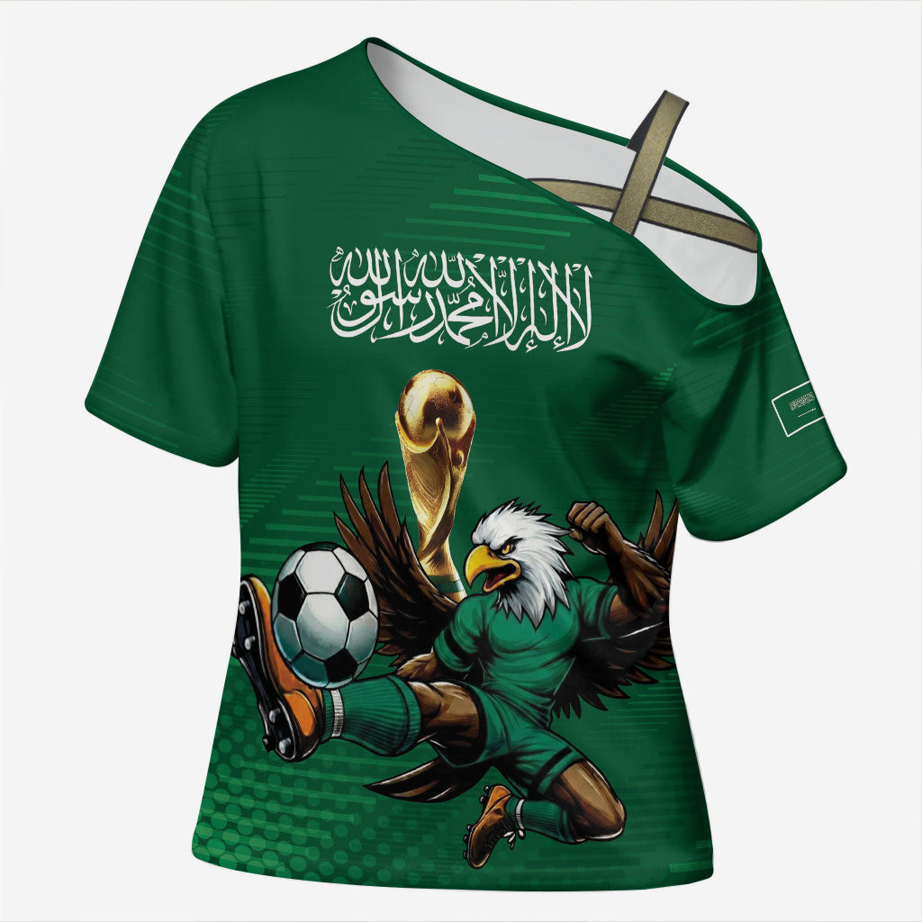 Custom Saudi Arabia 2026 World Football Cross Shoulder Shirt Arabian Green Falcons