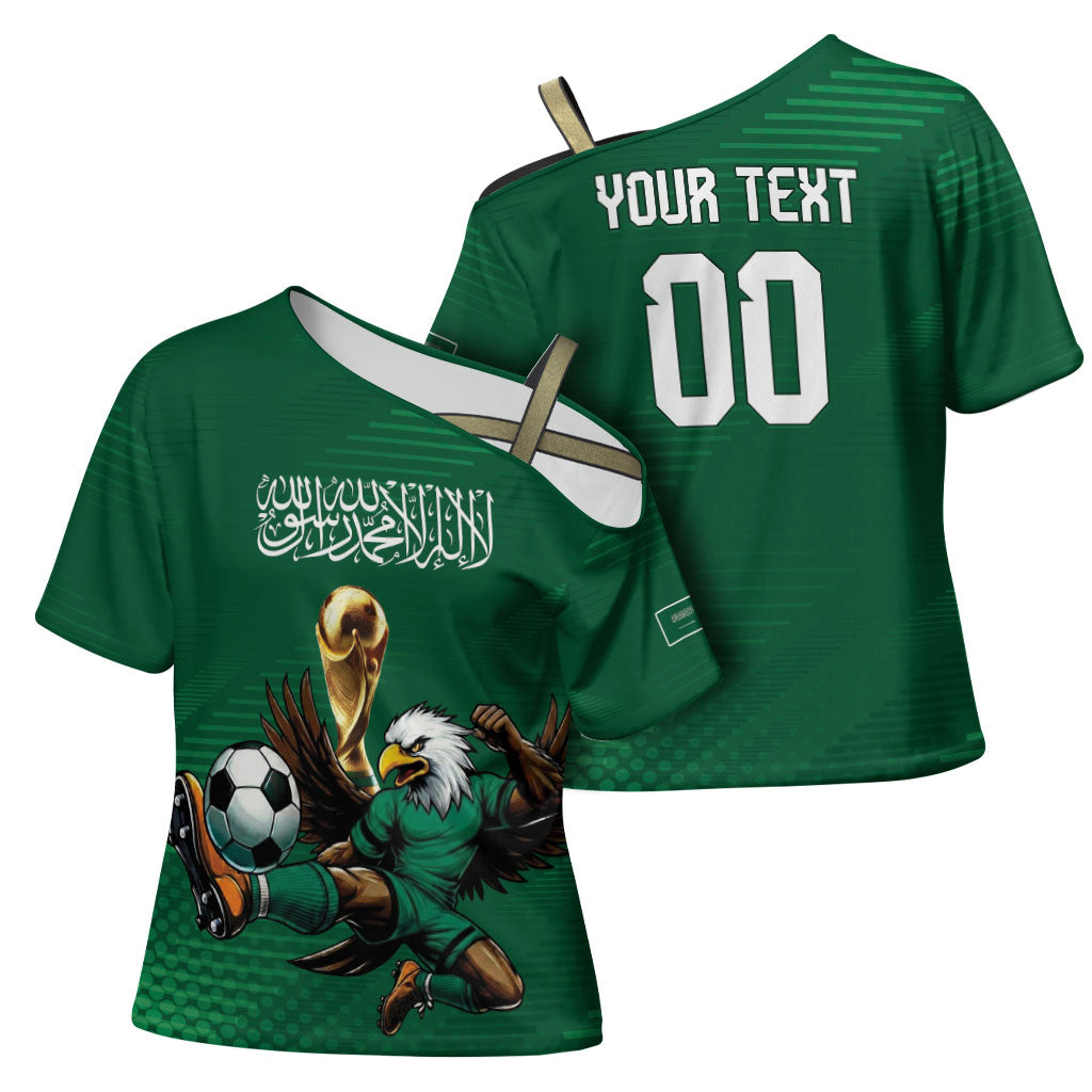 Custom Saudi Arabia 2026 World Football Cross Shoulder Shirt Arabian Green Falcons