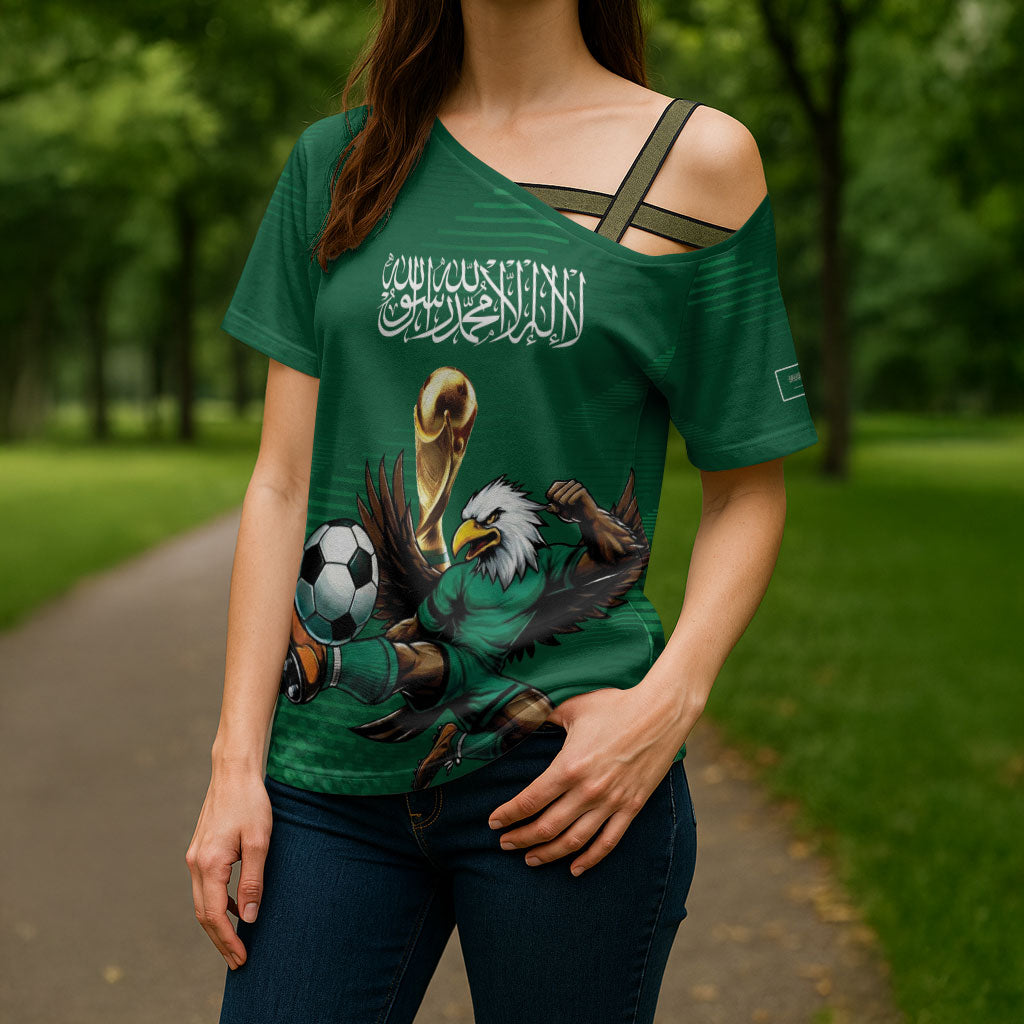 Custom Saudi Arabia 2026 World Football Cross Shoulder Shirt Arabian Green Falcons