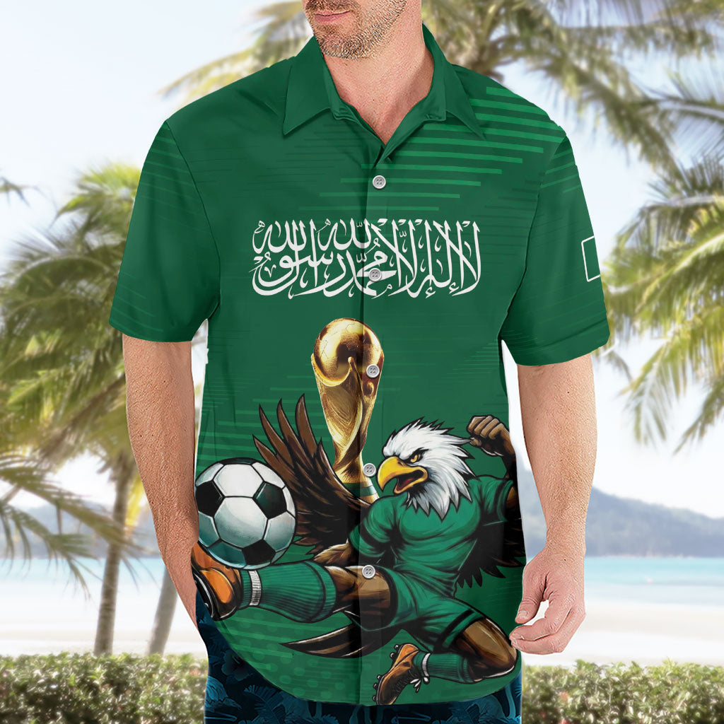Custom Saudi Arabia 2026 World Football Hawaiian Shirt Arabian Green Falcons
