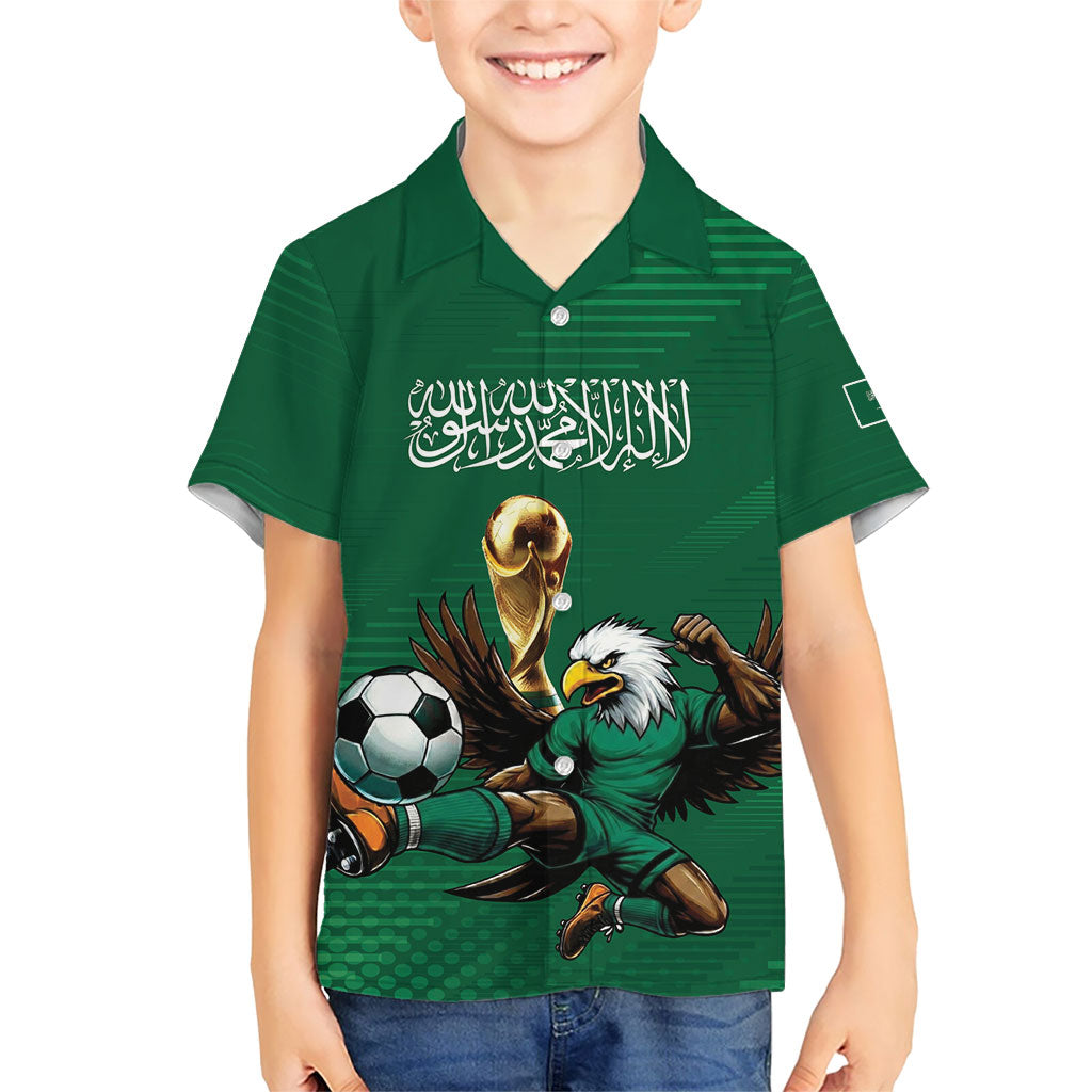Custom Saudi Arabia 2026 World Football Kid Hawaiian Shirt Arabian Green Falcons
