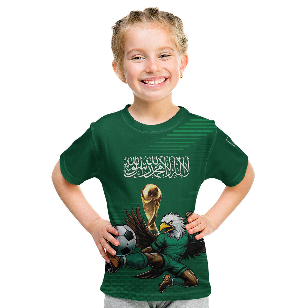 Custom Saudi Arabia 2026 World Football Kid T Shirt Arabian Green Falcons