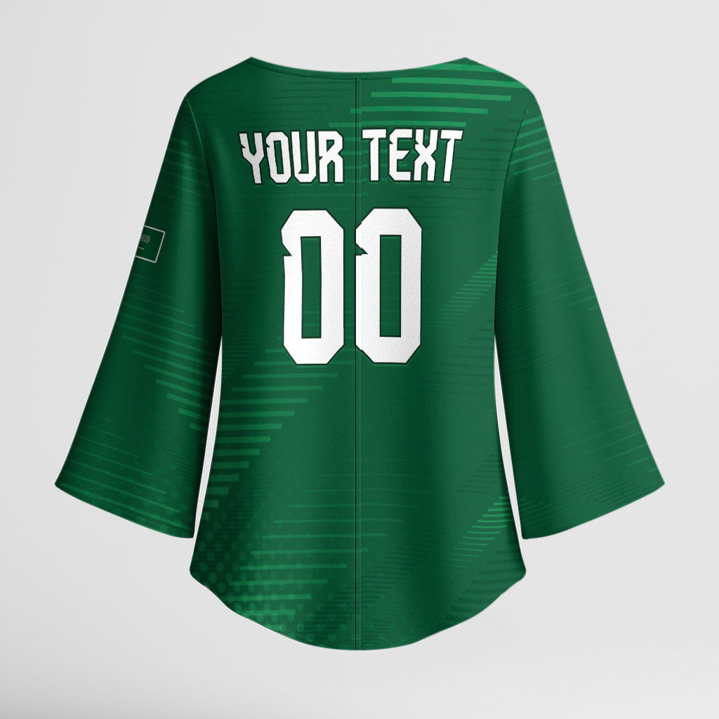 Custom Saudi Arabia 2026 World Football Kimono Sleeve Blouse Arabian Green Falcons