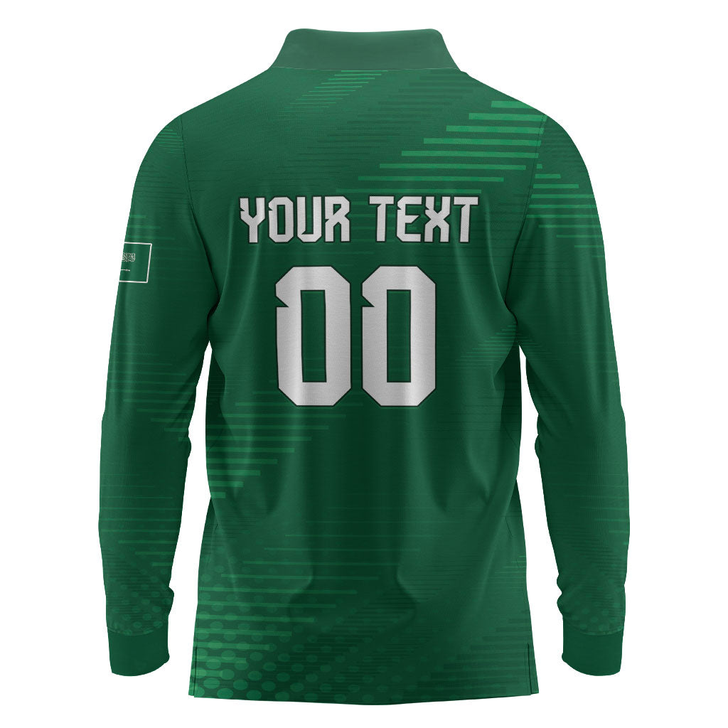 Custom Saudi Arabia 2026 World Football Long Sleeve Polo Shirt Arabian Green Falcons