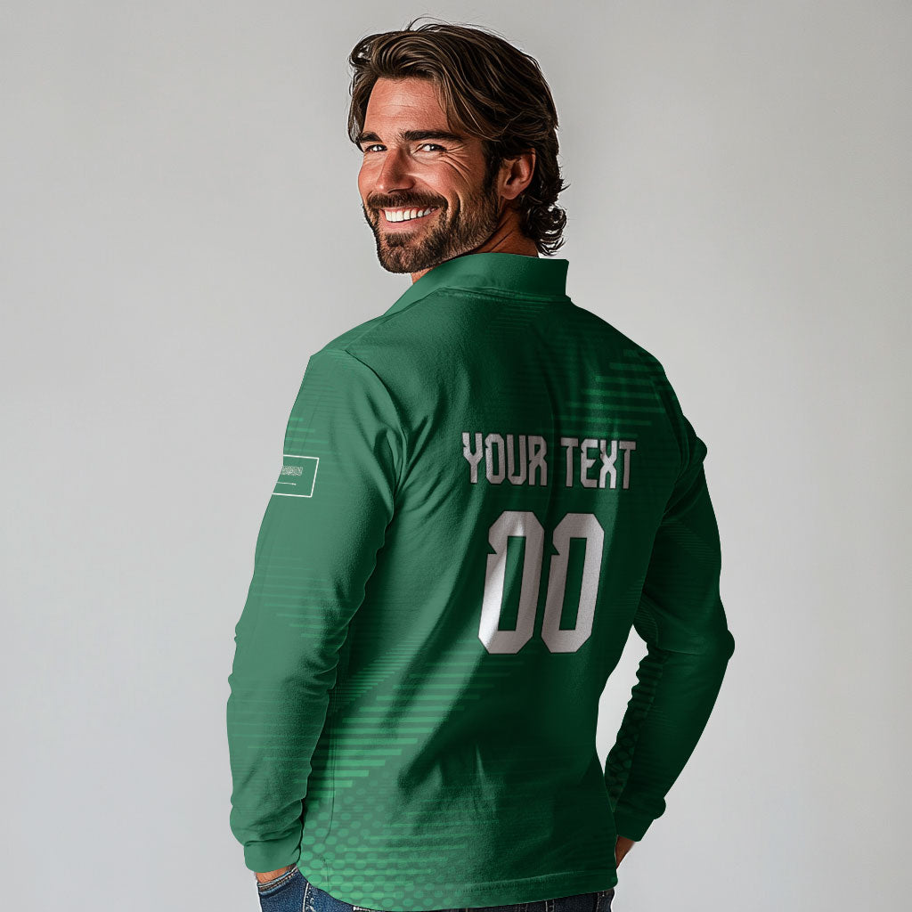 Custom Saudi Arabia 2026 World Football Long Sleeve Polo Shirt Arabian Green Falcons