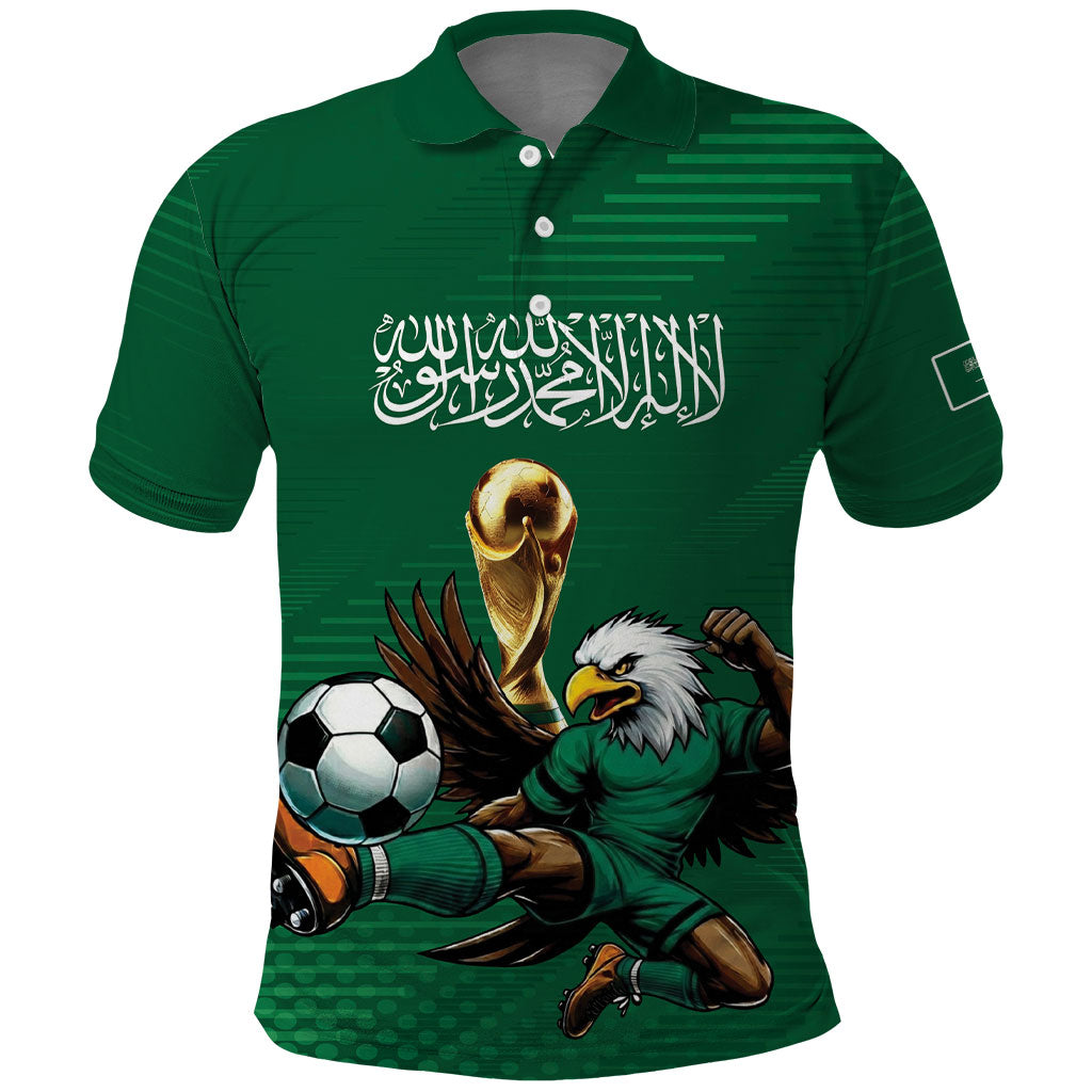 Custom Saudi Arabia 2026 World Football Polo Shirt Arabian Green Falcons
