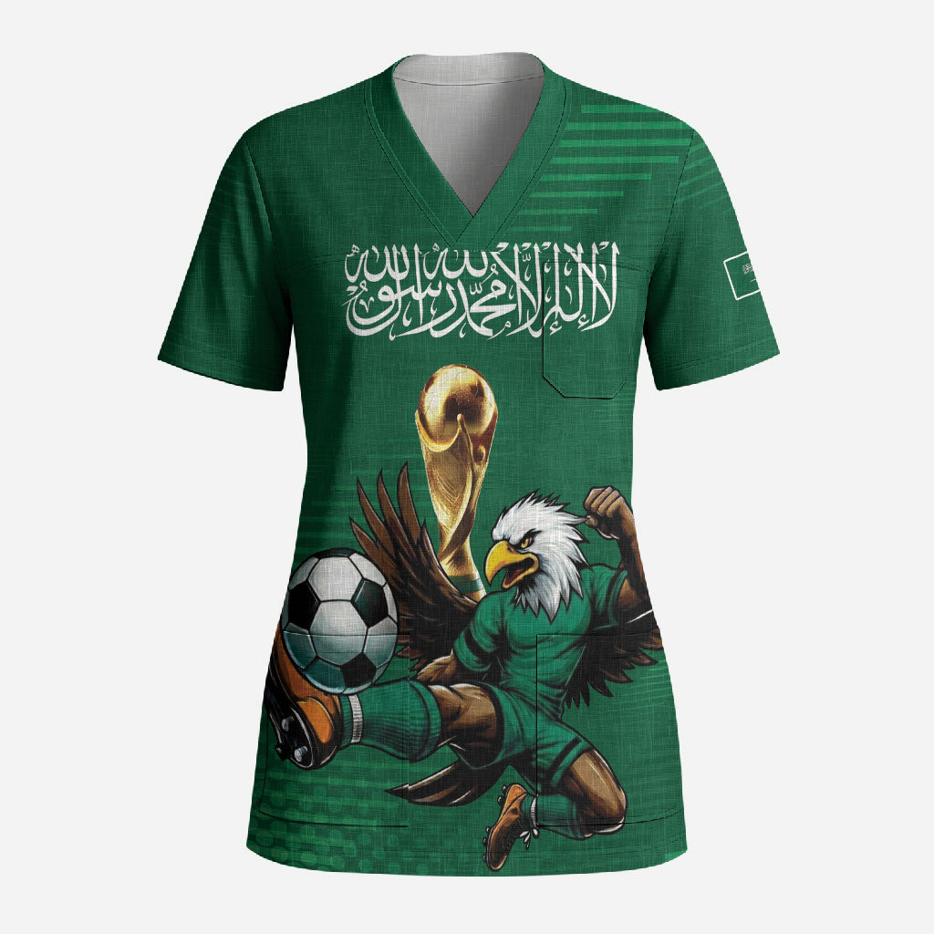 Custom Saudi Arabia 2026 World Football Scrub Top Arabian Green Falcons