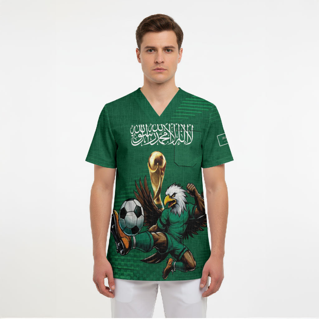 Custom Saudi Arabia 2026 World Football Scrub Top Arabian Green Falcons