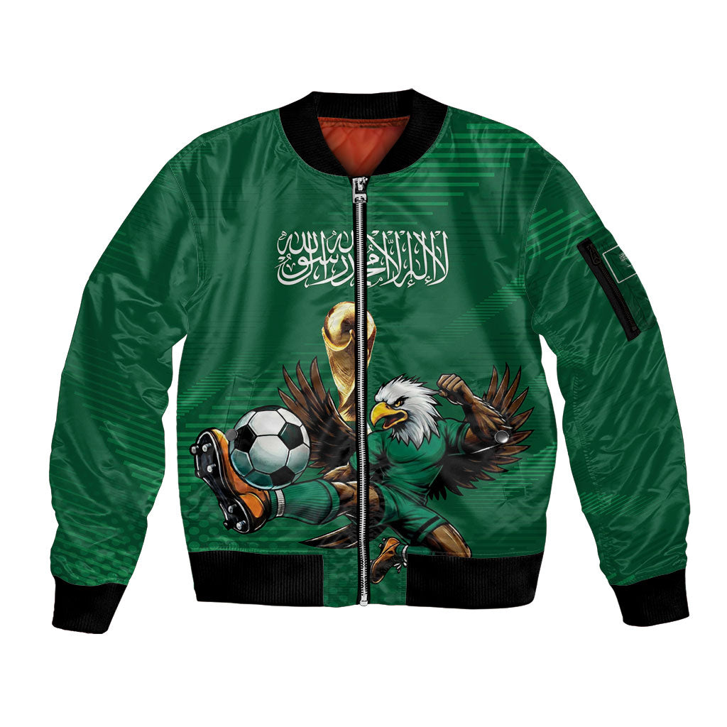 Custom Saudi Arabia 2026 World Football Sleeve Zip Bomber Jacket Arabian Green Falcons