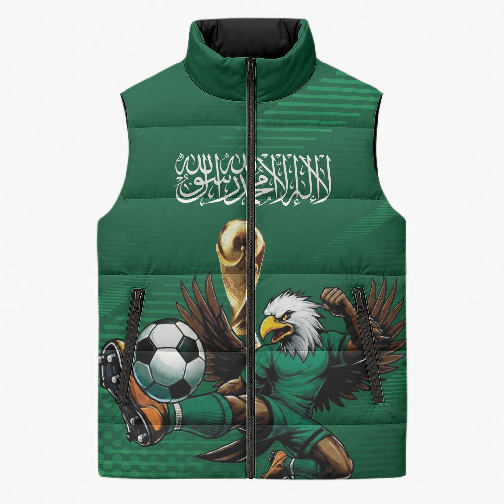 Custom Saudi Arabia 2026 World Football Sleeveless Puffer Jacket Arabian Green Falcons