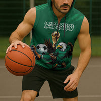 Custom Saudi Arabia 2026 World Football Sleeveless Zip Hoodie Arabian Green Falcons