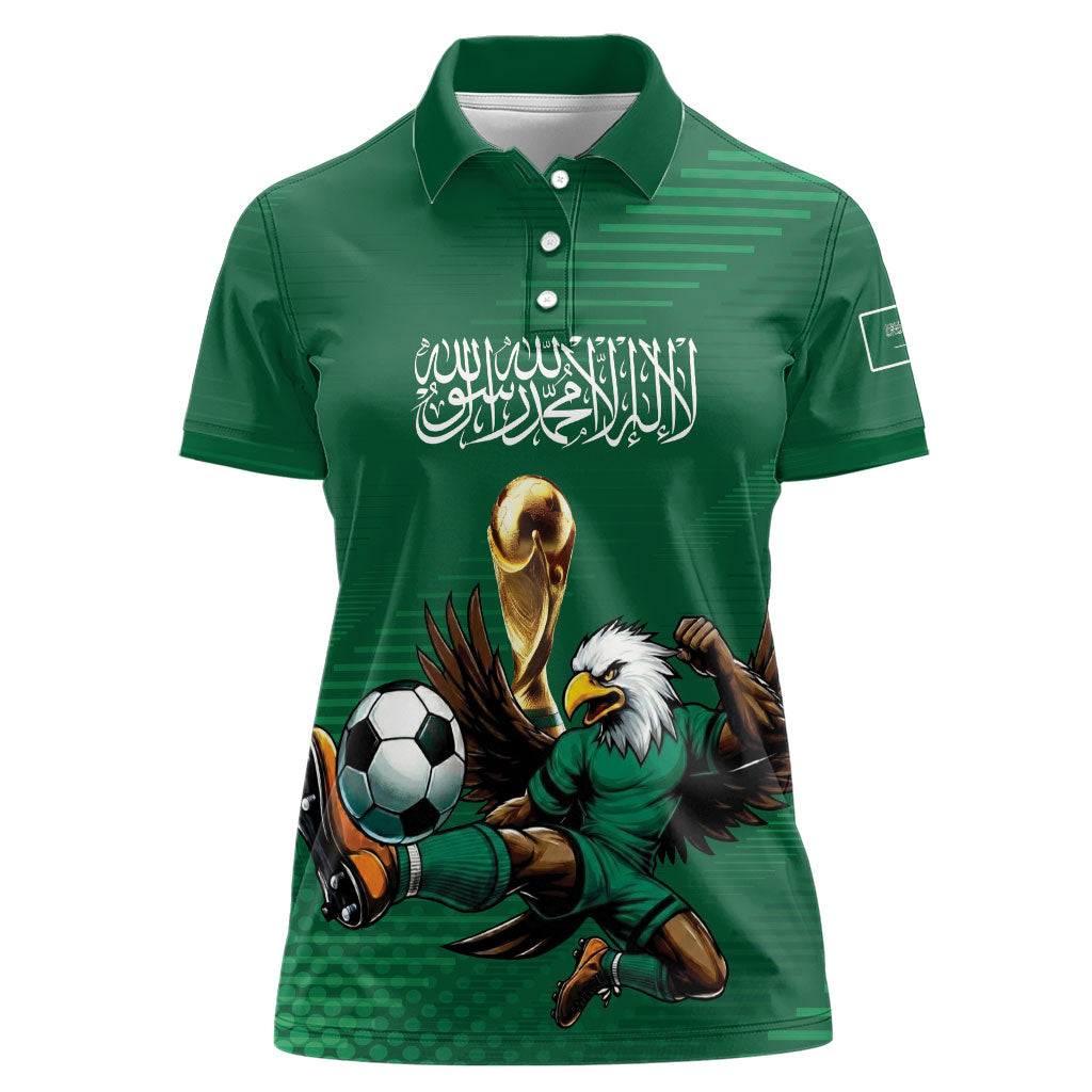 Custom Saudi Arabia 2026 World Football Women Polo Shirt Arabian Green Falcons