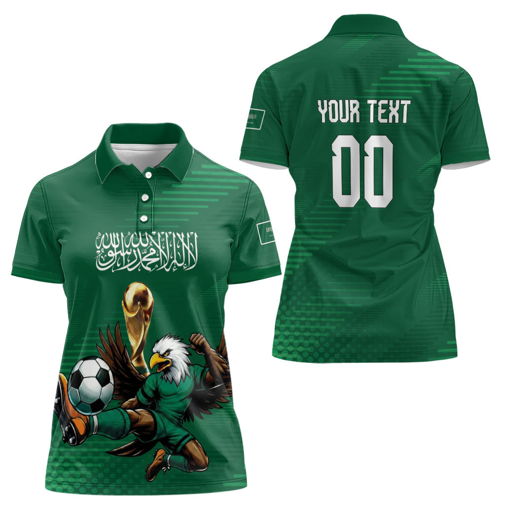 Custom Saudi Arabia 2026 World Football Women Polo Shirt Arabian Green Falcons