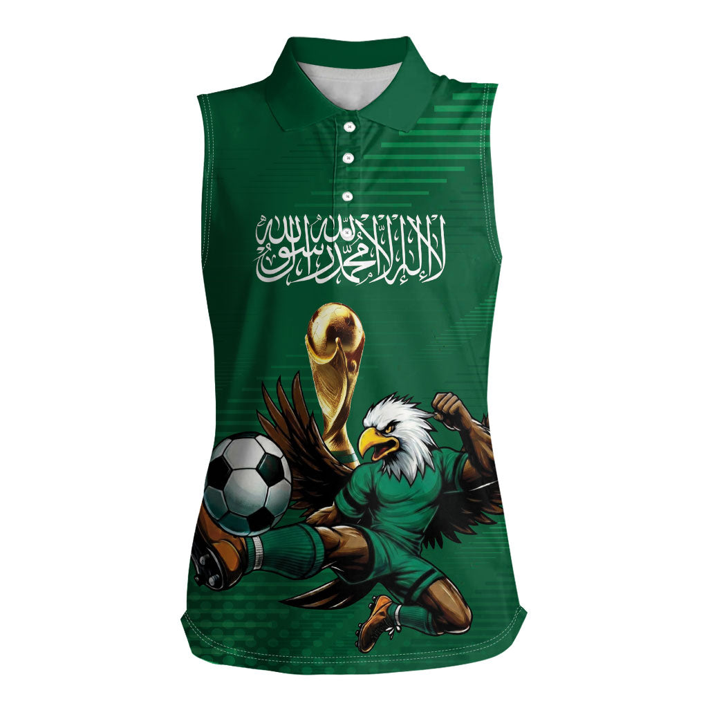 Custom Saudi Arabia 2026 World Football Women Sleeveless Polo Shirt Arabian Green Falcons