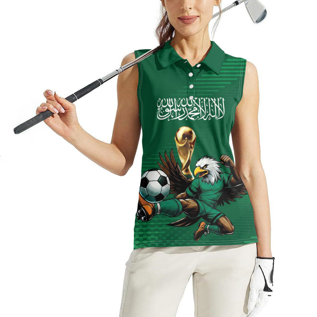 Custom Saudi Arabia 2026 World Football Women Sleeveless Polo Shirt Arabian Green Falcons