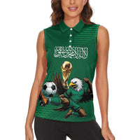 Custom Saudi Arabia 2026 World Football Women Sleeveless Polo Shirt Arabian Green Falcons