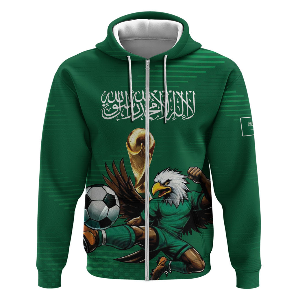 Custom Saudi Arabia 2026 World Football Zip Hoodie Arabian Green Falcons