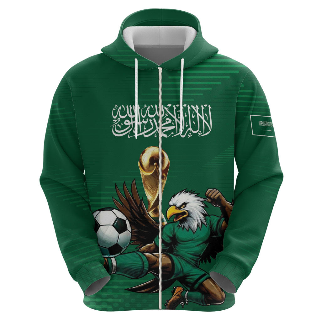 Custom Saudi Arabia 2026 World Football Zip Hoodie Arabian Green Falcons