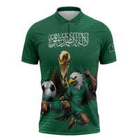 Custom Saudi Arabia 2026 World Football Zipper Polo Shirt Arabian Green Falcons